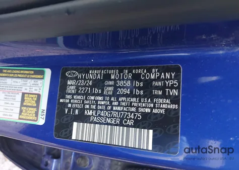 2024 Hyundai Elantra Limited from USA, damaged, VIN KMHLP4DG7RU773475